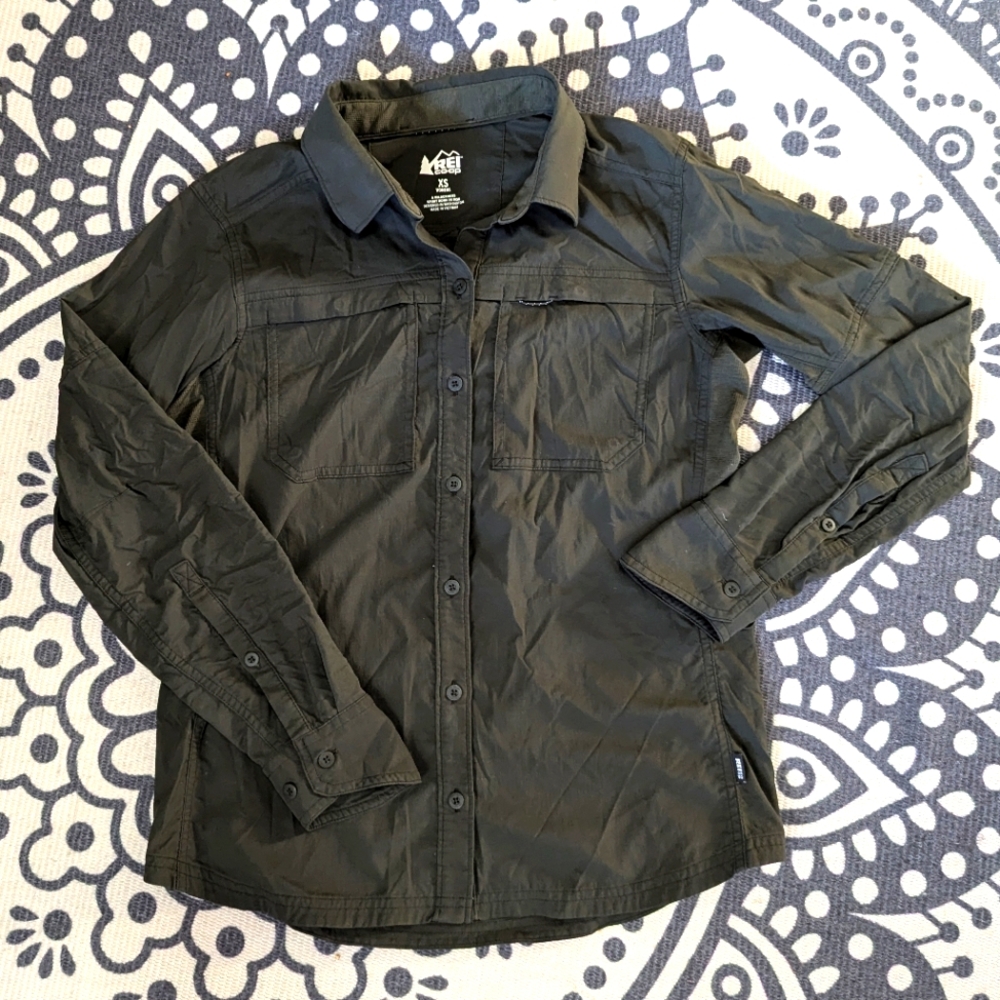 REI Olive Green Button Down Shirt Size XS